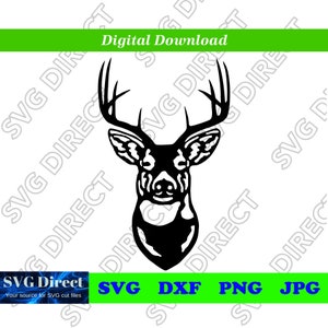 Hirschkopf SVG Schnittdatei - Hirsch Gewehr svg, Hirsch Jagd svg, Digitale Schnittdateien - Weihnachten Hirsch