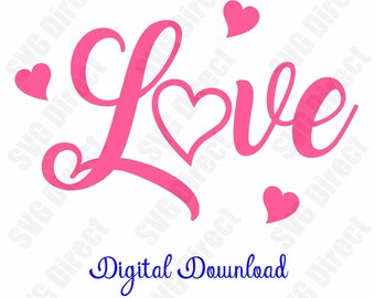 Love with Hearts **** Valentine Svg, Png, Dxf, Jpg use with Silhouette Studio & Cricut, Vector Art, Vinyl Design Digital Cut Files