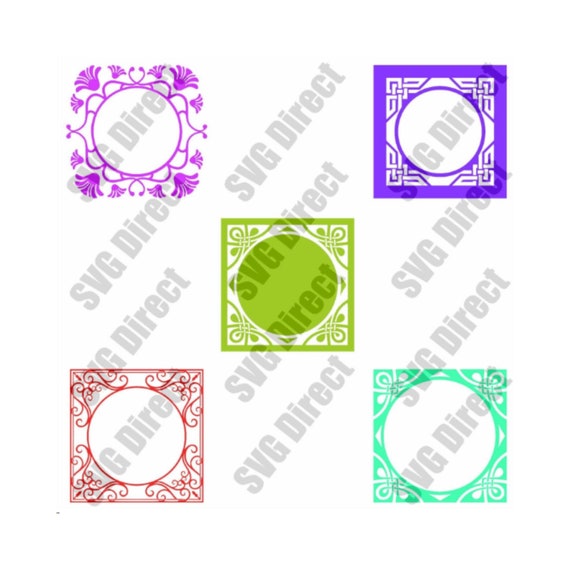 Download 5 Square Monogram Frames Svg Cut File Use With Silhouette Etsy