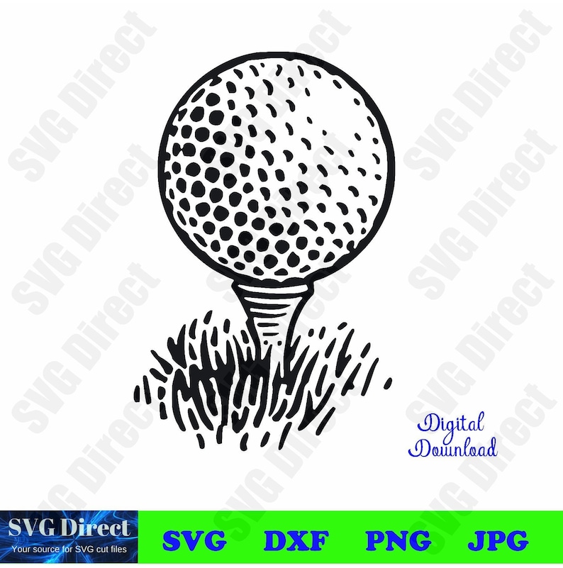 Golf Ball on Tee Svg Png Dxf Jpg use with Silhouette | Etsy