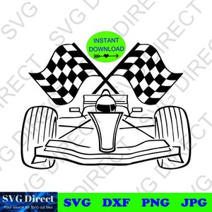 Indy car with Checkered Flags ,png, dxf, jpg, digital cut files
