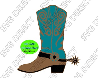 Cowgirl Boot con Spur - 3 colores ****Svg, Png, Dxf, Jpg - Digital Cut Files