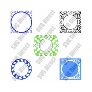 5 Awesome Monogram Frames cut file - svg, dxf, png, jpg use with Silhouette Studio & Cricut, Vector Art, Vinyl Design, Digital Cut Files