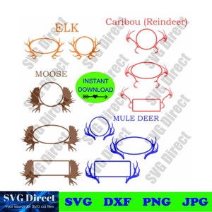 Geweih für Monogramme SVG Schnittdatei - 11 Designs insgesamt 4 Arten - Hirsch Gewehr svg, Hirsch Jagd svg, Digital Cut Files