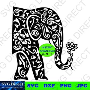Elefante * Svg, Png, Dxf, Jpg usar con Silhouette Studio & Cricut, Vector Art, Vinyl Design Digital Cut Files