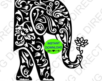 Elefante * Svg, Png, Dxf, Jpg usar con Silhouette Studio & Cricut, Vector Art, Vinyl Design Digital Cut Files