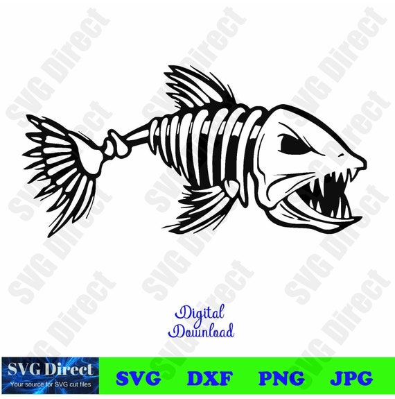 Download Boney Fish Svg Png Dxf Jpg Use With Silhouette Studio Etsy