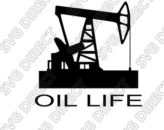 Oil Life Pumpjack **** Campo petrolífero, Campo petrolífero, Svg, Png, Dxf, Jpg, Archivos de corte digital