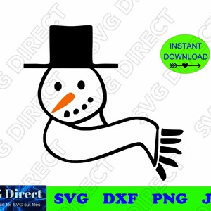 Snowman with Scarf - Christmas  ****Svg cut file, Png, Dxf, Jpg, Digital Cut Files