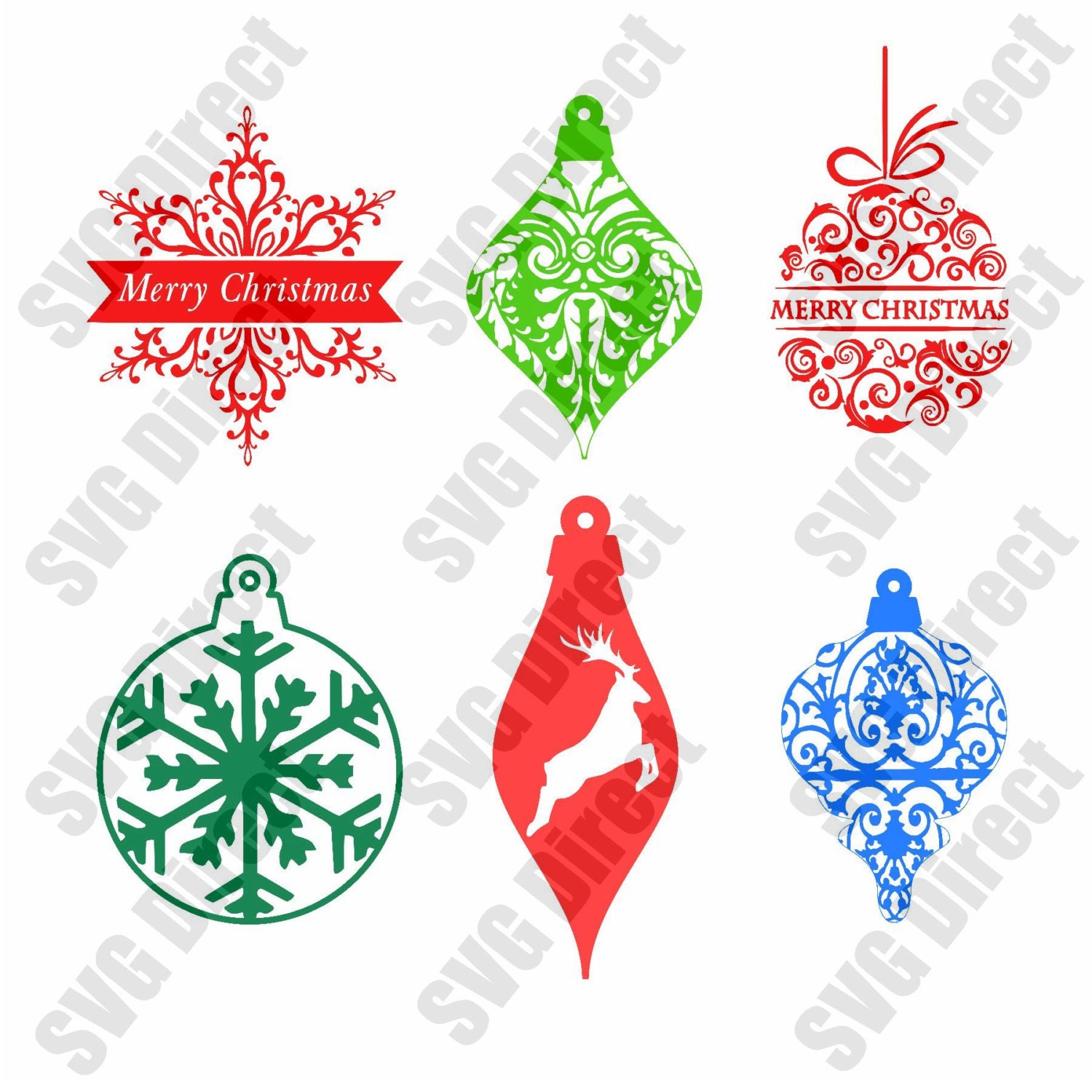 6 designs total of Ornate Christmas Ornaments SVG cut file ...