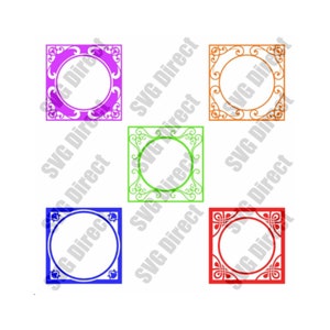 5 Special Monogram Frames SVG cut file - use with Silhouette Studio & Cricut, Vector Art, Vinyl Design Digital Cut Files