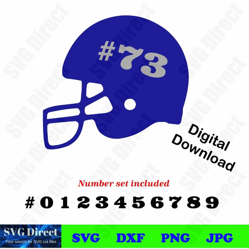 Football Helmet w Number Set Included Svg Png Dxf Jpg use Etsy