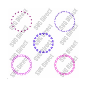Hearts in a Circle Monogram Frames - 5 designs - SVG cut file - use with Silhouette & Cricut, Vector Art, Vinyl Design Digital Cut Files