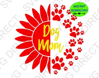 Half Sunflower Dog Mom ****Svg, Png, Dxf, Jpg use con Silhouette Studio & Cricut, Vector Art, Vinyl Design Digital Cut Files