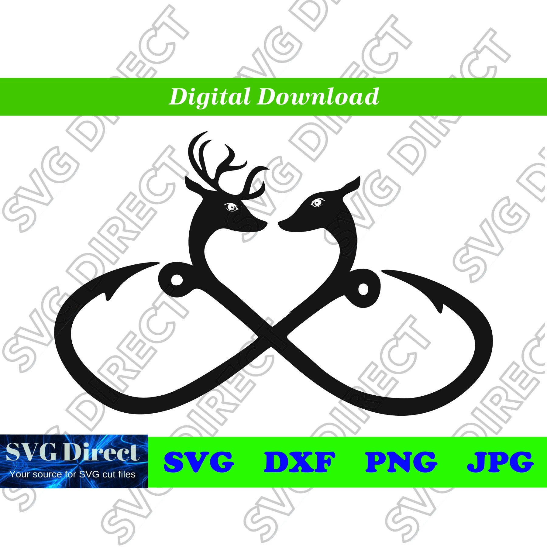 browning buck and doe fish hook Buck Doe Hooks SVG cut file