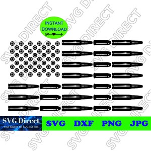 US Cartridge Flag - Bullet Flag Svg, Ammo Flag Png, Dxf, Jpg - Digital Cut Files