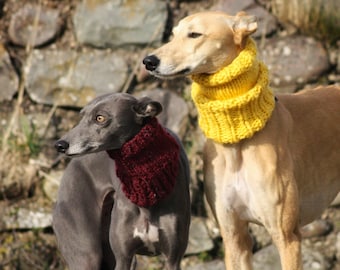 6 COLOURS Hand Knitted Warm Neck Warmer / Snood Knit Whippet Greyhound Italian Greyhound Lurcher Sighthound Galgo Saluki - Various Colours