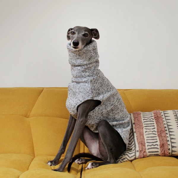 Die Lola | Graue Weste Fleece Weste Pullover Whippet Windhund Schlafanzug Italian Lurcher Galgo Windhund