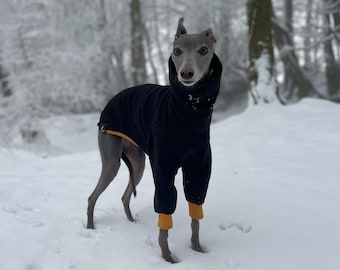 Black and Tan Fleece Cuff Jumper Pyjamas Italian Greyhound, Whippet, Lurcher, Greyhound, Saluki Sighthound