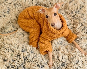 Ours en peluche Fluffy Whippet Greyhound Onesie Pyjama Italian Lurcher Galgo Jumper Pull en fourrure Lévrier