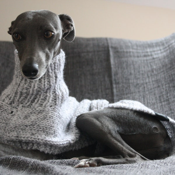 Hand Knitted Grey Jumper Sweater Whippet Greyhound Italian Greyhound, Lurcher, Saluki Sighthound clothing
