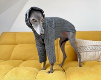 SALE 15% OFF Grey Cable Fleece Jumper Pyjamas Italian Greyhound, Whippet, Lurcher, Greyhound, Saluki Sighthound