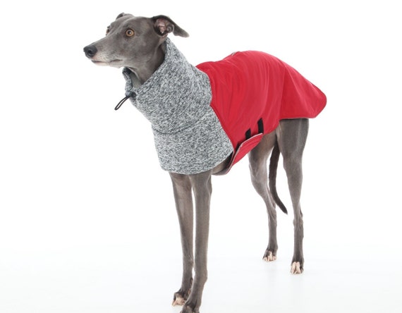 Deep Red And Grey All Weather Fleece Whippet Coat Greyhound Etsy