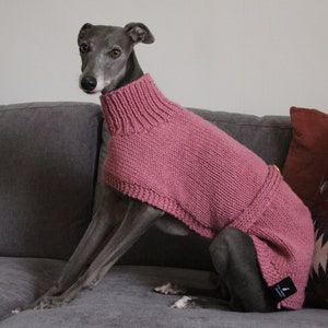 SALE 30% OFF! Hand Knitted Dusky Rose Pink Jumper Sweater Whippet Greyhound Italian Greyhound, Lurcher, Saluki Sighthound clothing