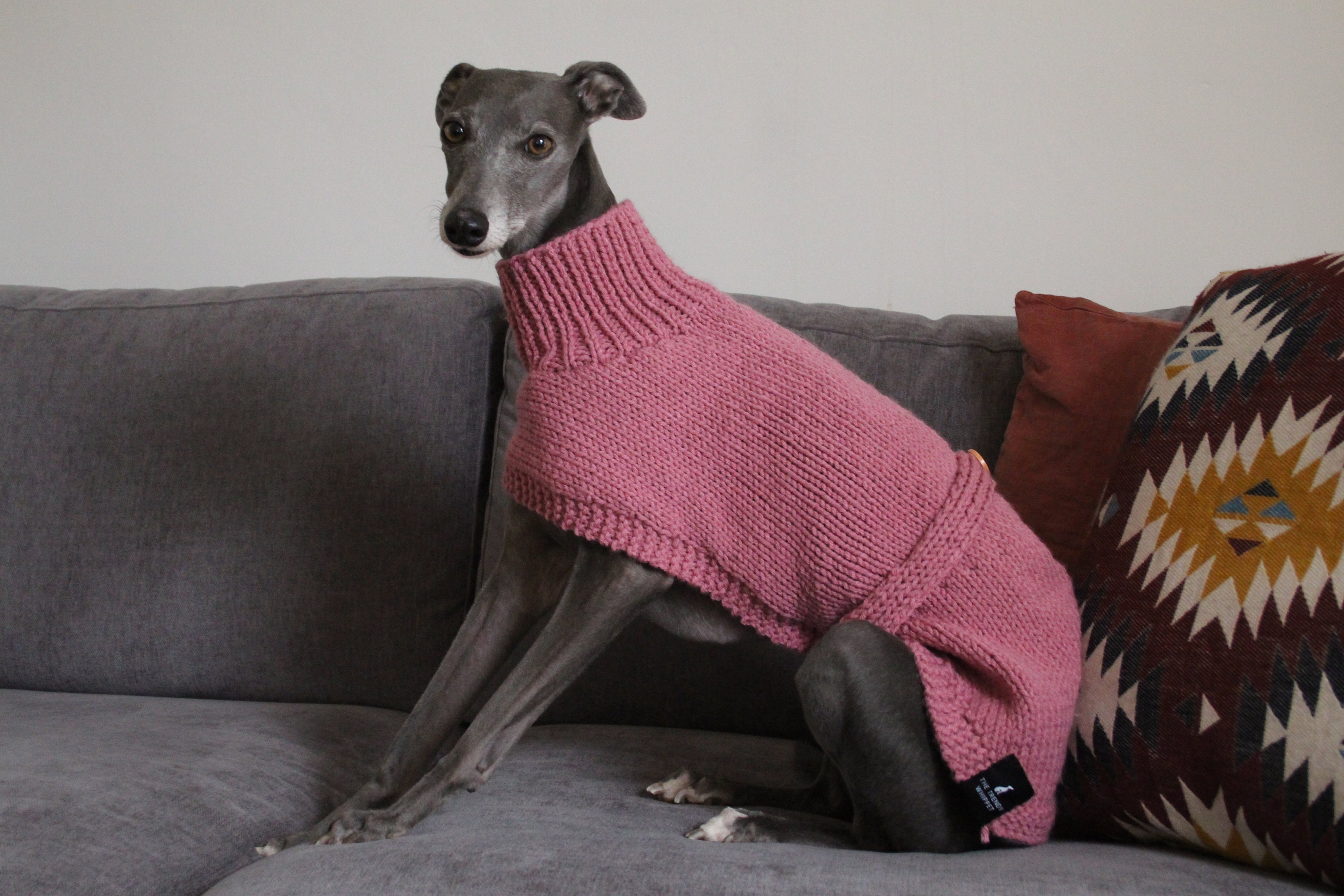 Hand Knitted Dusky Rose Pink Jumper Sweater Whippet Greyhound Etsy