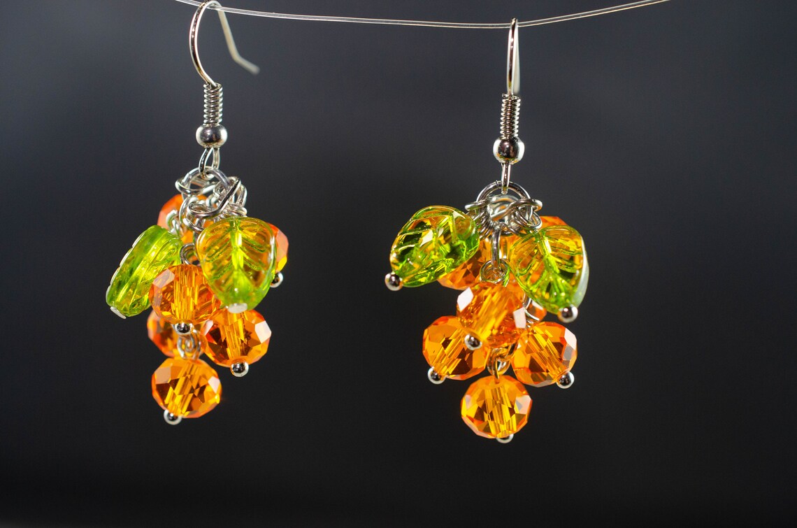 Glass Grape Earrings Etsy