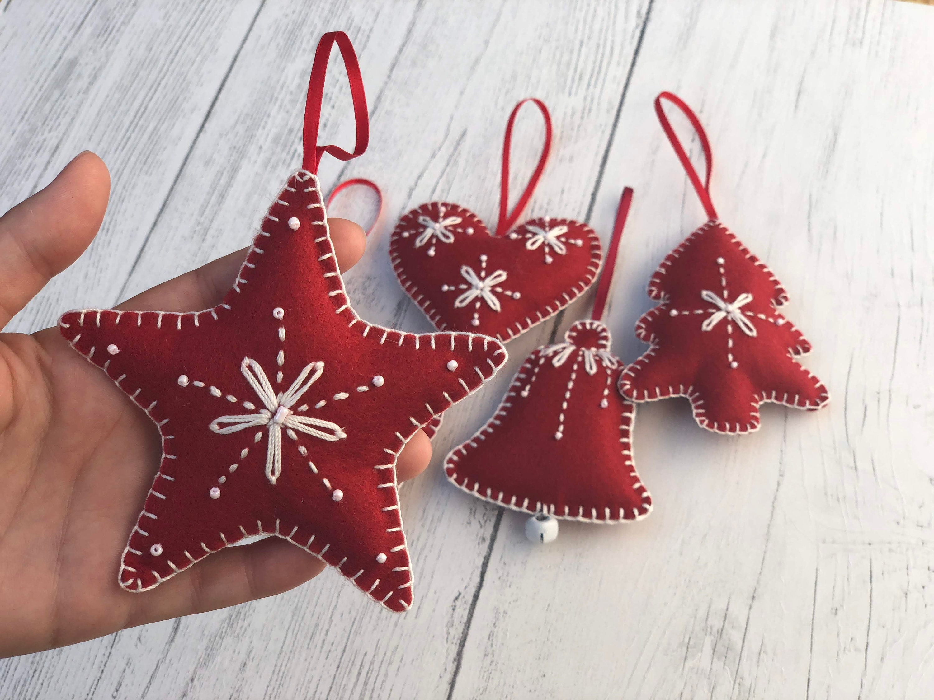 Felt Christmas Ornament Kawaii Felt Christmas Ornaments Star Reineer Candy  Can Cardinal Angel Stocking Ornaments Christmas Decorations 