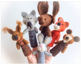 Puppets with animal fingers of the forest