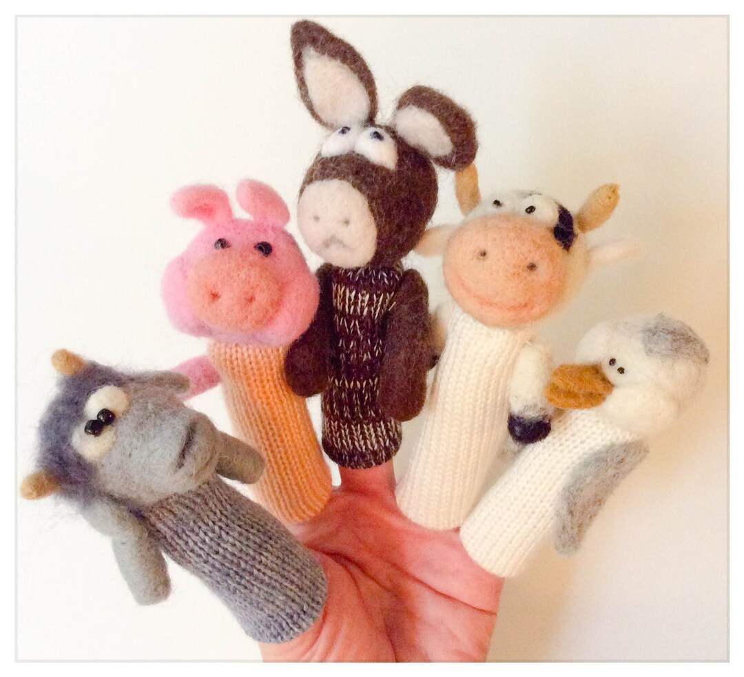 Handmade Felted Wool Farm Animals Finger Puppets. - Etsy