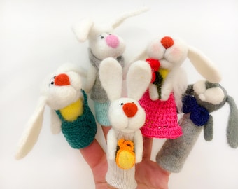 Easter Bunny Family - 5 finger puppets