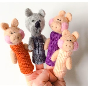 Vinger wol poppen de drie kleine varkens/poppen drie kleine varkens
