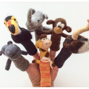 Animal finger puppets "Safari - 7 felted wool puppets