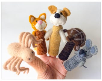 Pets - felted wool finger puppets