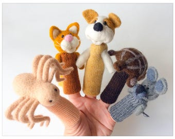 Pets - felted wool finger puppets