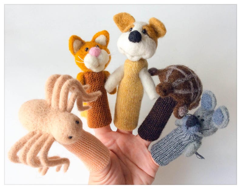Pets Felted Wool Finger Puppets Etsy
