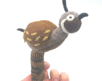 Felted wool finger puppet A quail.