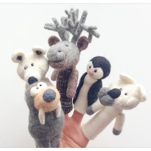 Finger puppets Greenland animals in felted wool