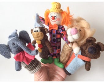 Marionnettes à doigts Cirque en laine