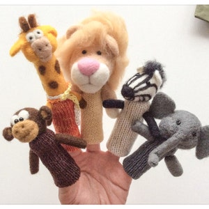 Wollen vingerpoppetjes Safari