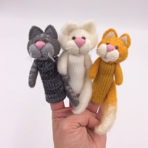 Three little cats - the woolen finger puppets.