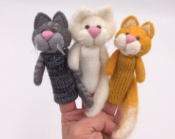 Three little cats - the woolen finger puppets.