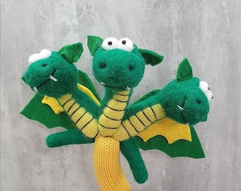 Dragon with three heads puppet finger.