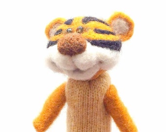 Gefilzte Wollfingerpuppe Der Tiger.