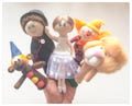 Finger puppets "CIRQUE" in felted wool, fabric and knitting