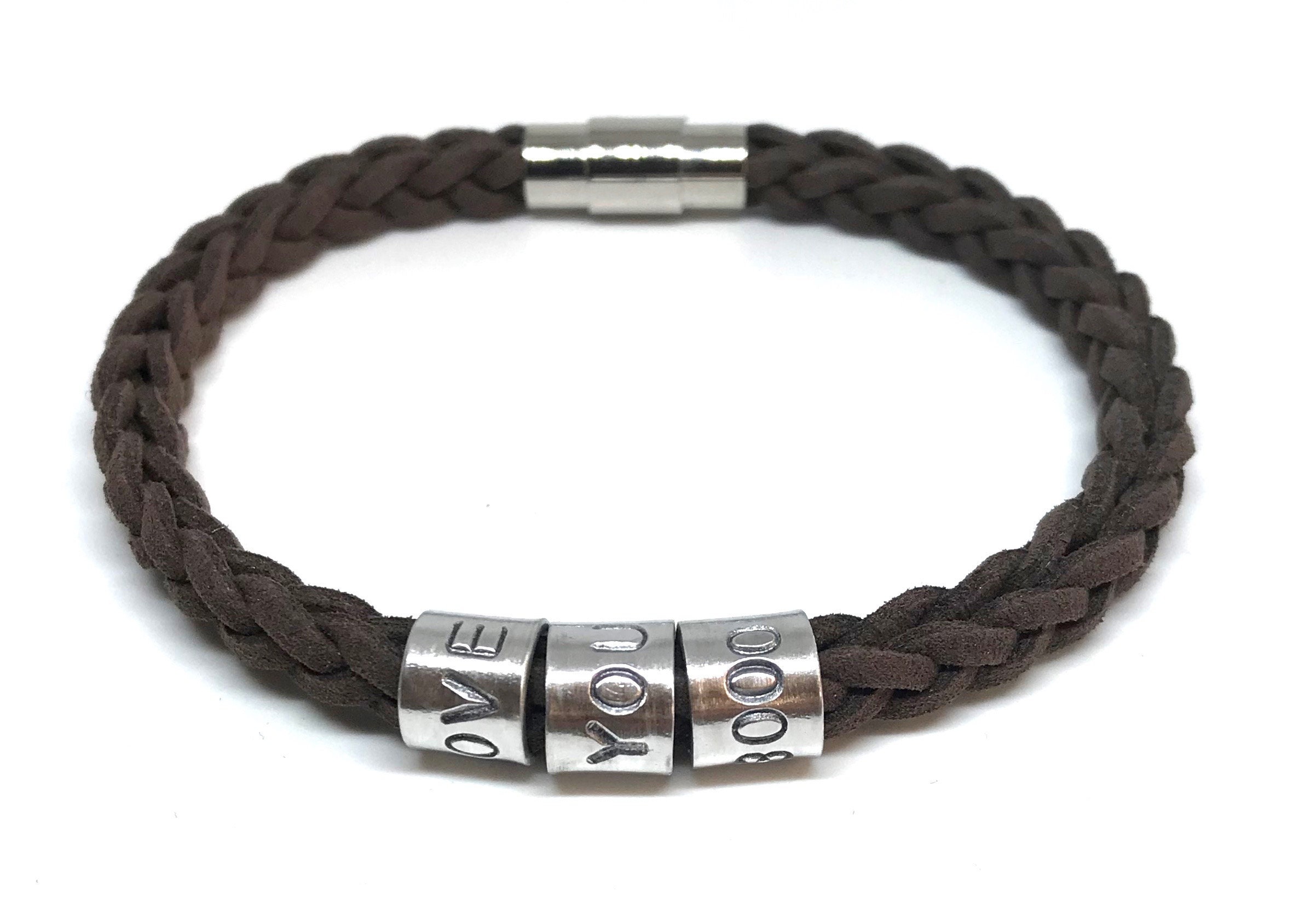 Dad bracelet with kids names Man Leather Bracelet Etsy