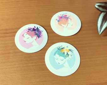 3 Autocollants transparents Toxic Flowers - Lot x3 - Sticker pour décoration colorée - 6 cm x 6 cm